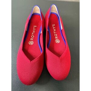 Rothys The Point Red Knit Pointed Toe Ballet Flats Womens Size 7